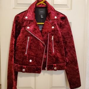 Burgundy velvet utility jacket